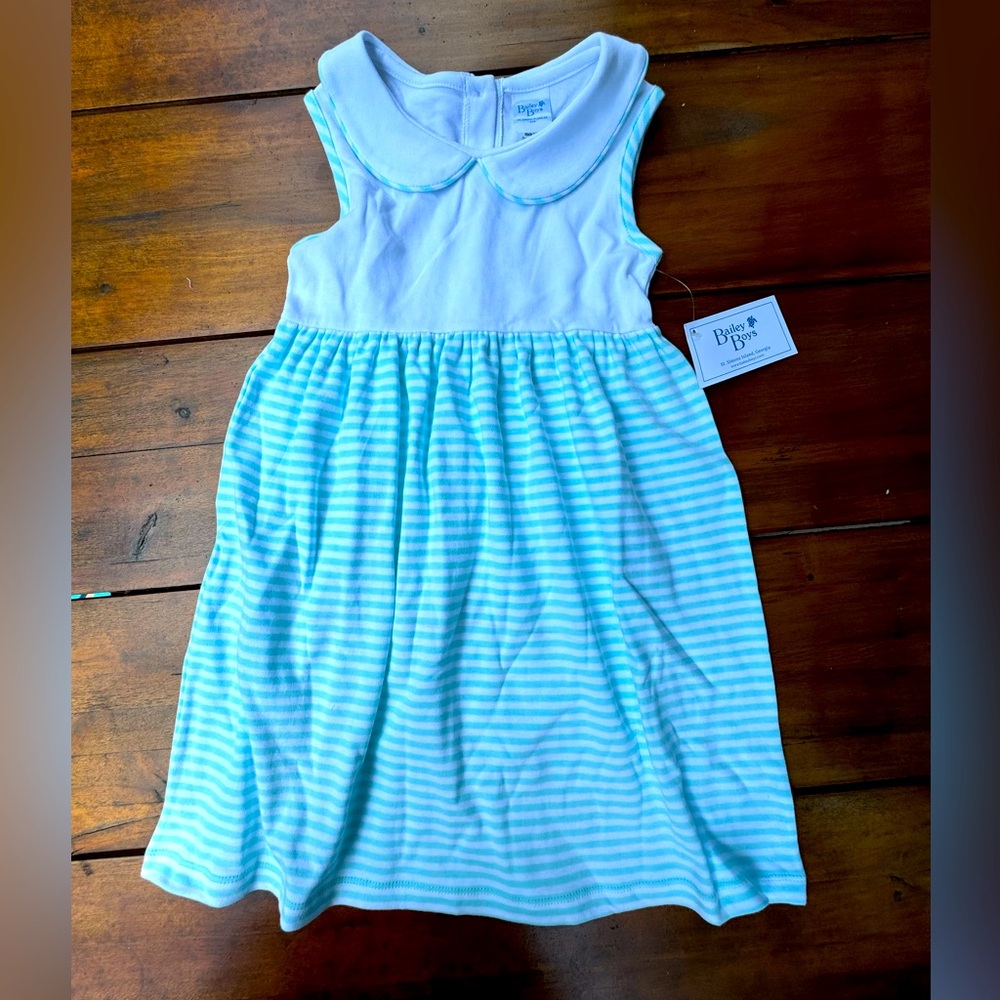 Bailey Boys knit dress in mint and white stripe NWT